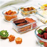 2 Divided Compartments Glass Bento Box Dinnerware Set Microwave 400 Degree Resistance 800ml 1000ml l