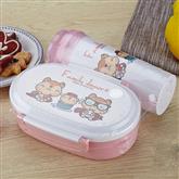 850ml Portable Microwavable Oval Lunch Box for Kid with 2 Partition Grids Picnic Bento Food Containe