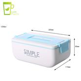 1200ml Rectangular 2 Partition Grids Picnic Bento Food Container Storage with Spoon Outdoor Lunch Bo