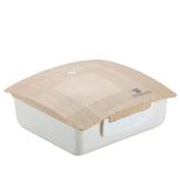 1000ml square wooden color plastic lunch box gift set ridge surface curved surface