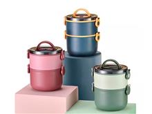 Double Wall Insulated Stainless Steel Two Layers Lunch Box for School Office Adult