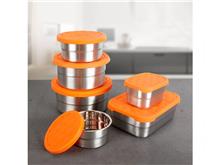 Silicone Lid Metal Food Storage Container Set